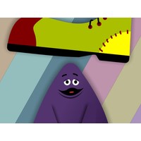 Grimace vs giant clown shoes